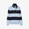 Light blue striped polo-neck jumper