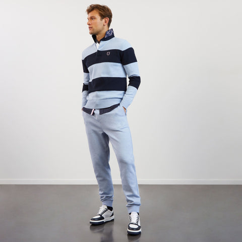 Light blue striped polo-neck jumper - Image 1