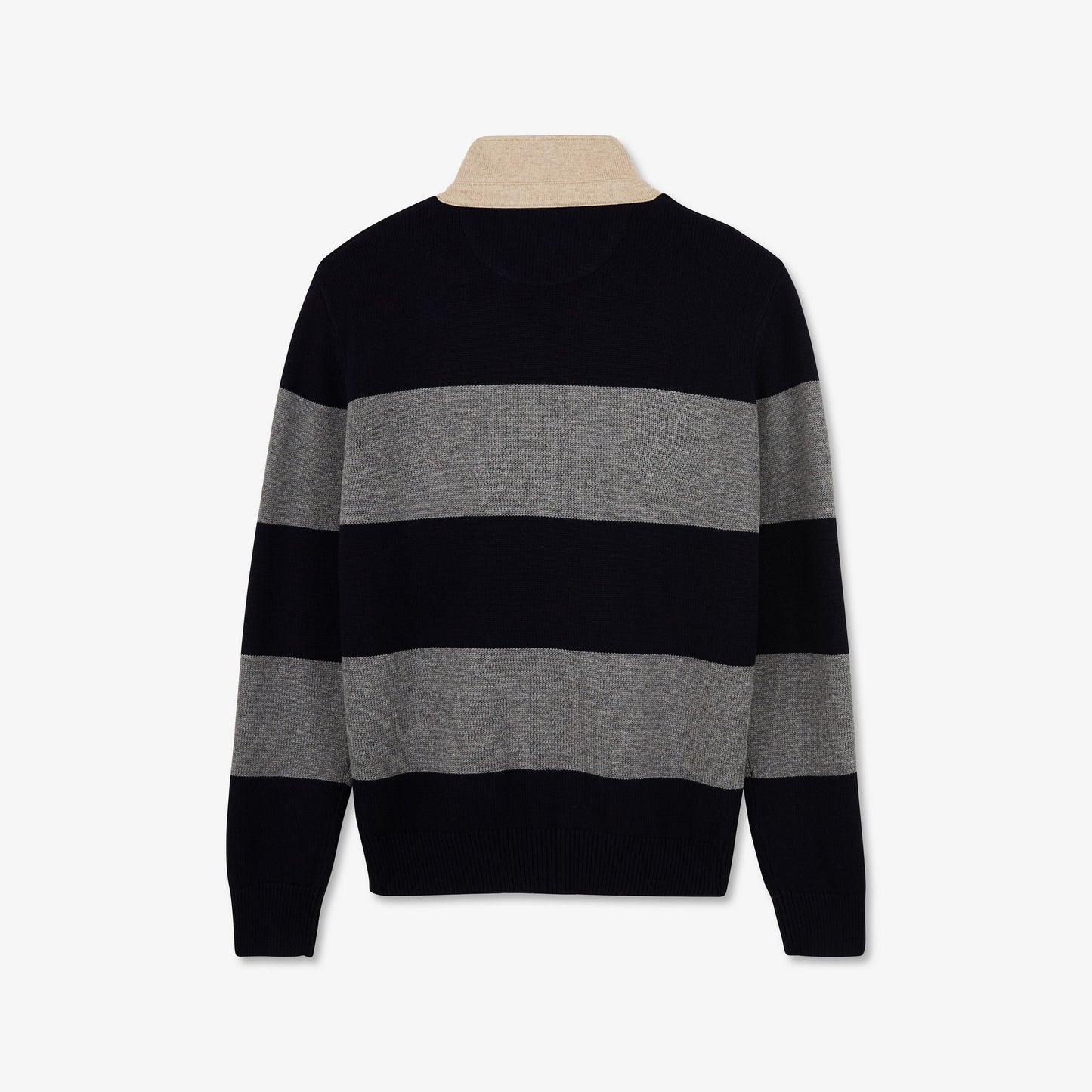 Pull gris rayé à col polo