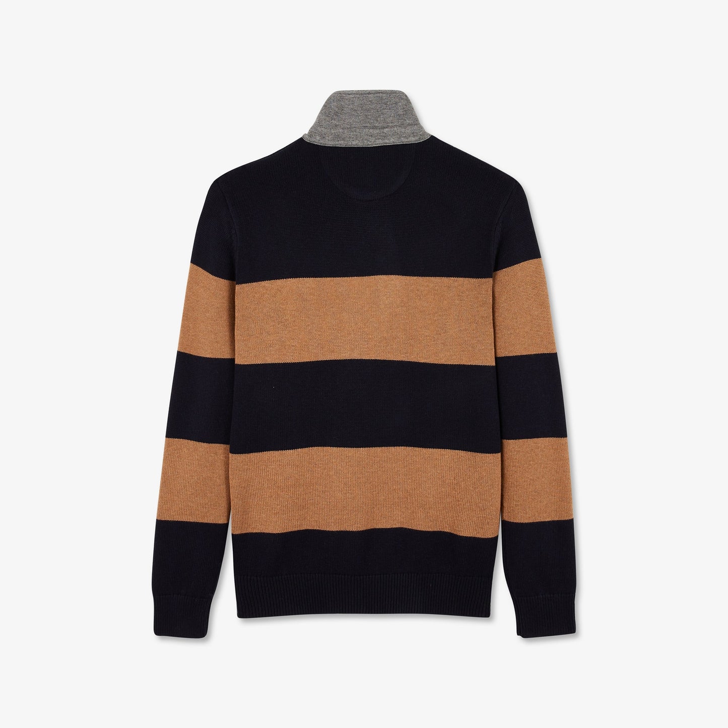 Brown striped polo-neck jumper