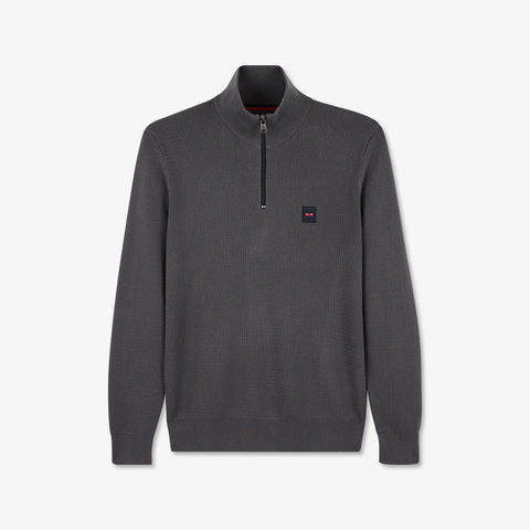 Pull gris foncé camionneur en maille fantaisie - Image 2