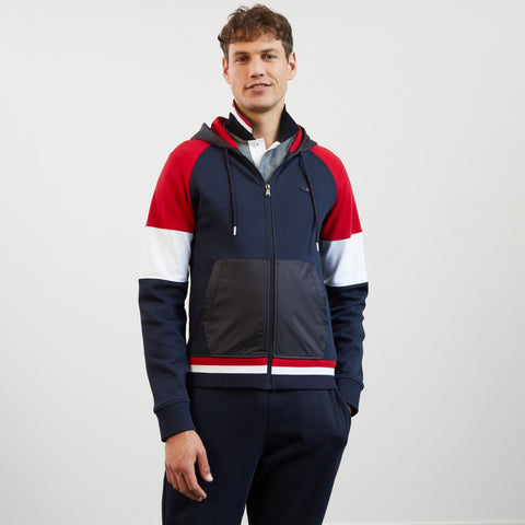 Sweat rouge colorblock zippé à capuche - Image 3