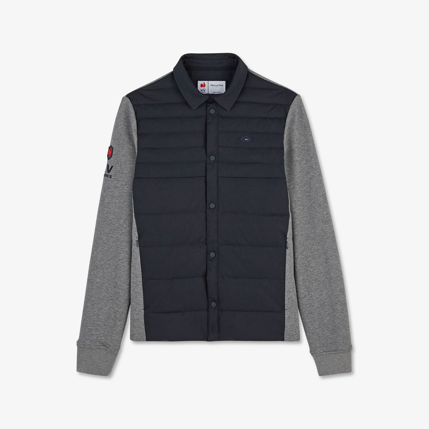 Sweat bleu foncé zippé colorblock bimatière XV de France