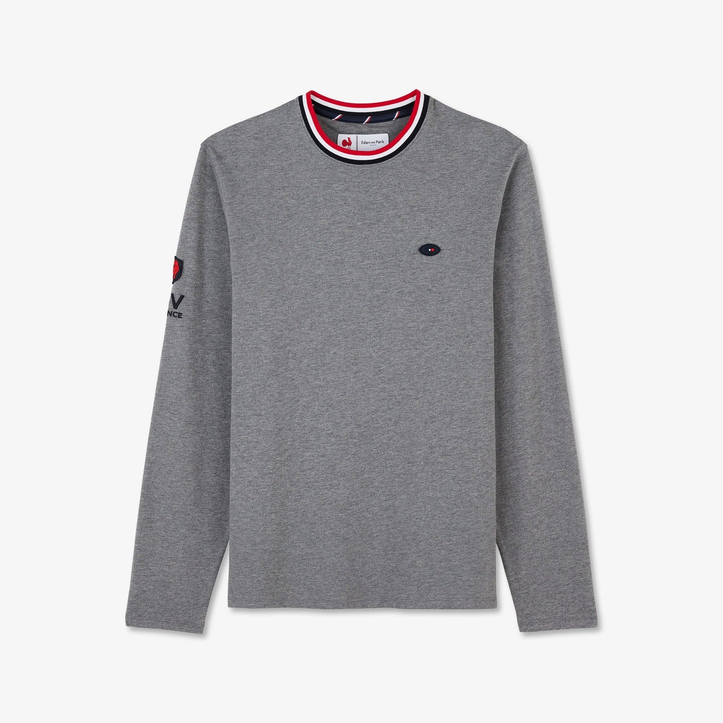 T-shirt gris manches longues détails broderies n°10 et XV de France