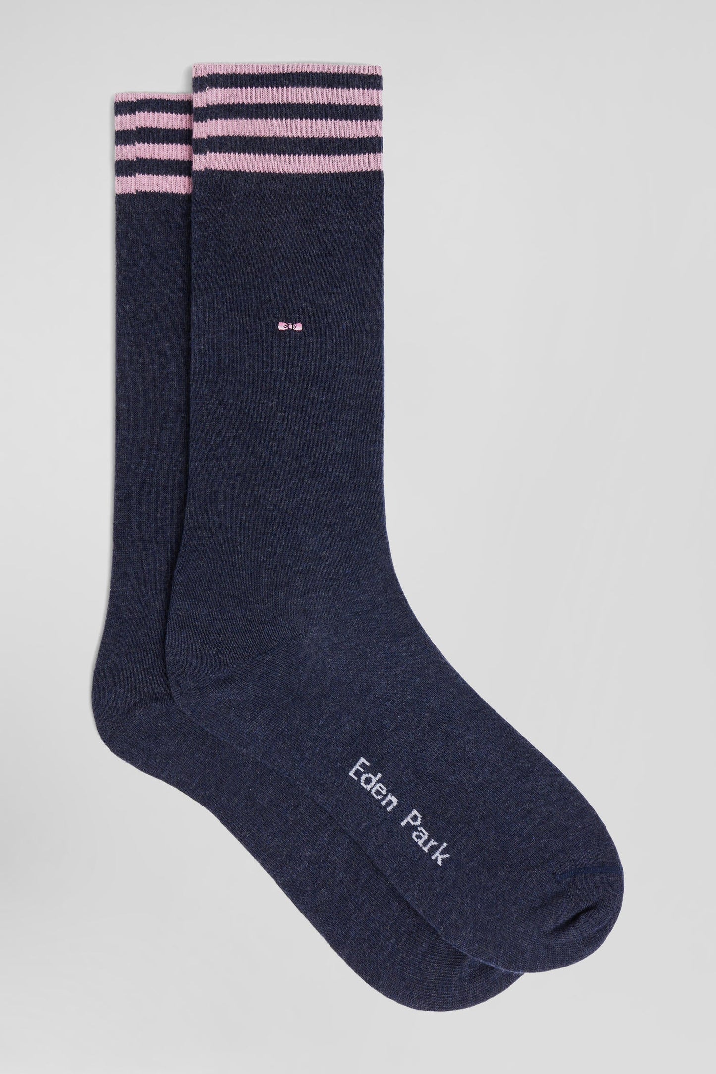 Paire de chaussettes bleues à détails cerclés en coton stretch - Image 1