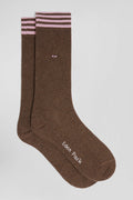 Paire de chaussettes marron à détails cerclés en coton stretch