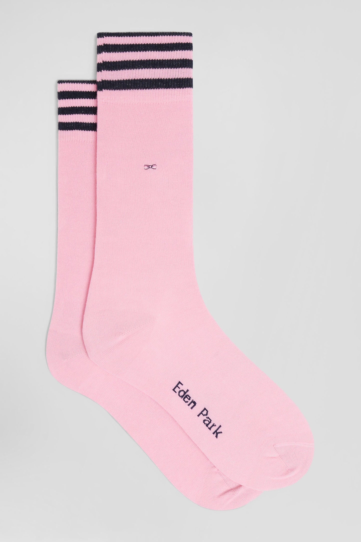 Paire de chaussettes roses à détails cerclés en coton stretch - Image 1