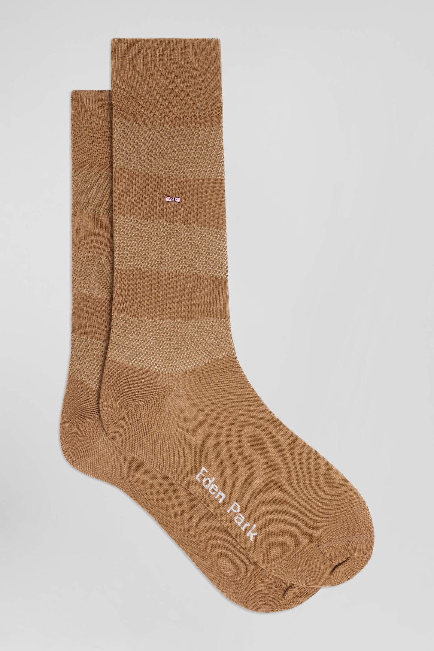 Paire de chaussettes marron à jeux de maille en coton stretch - Image 1