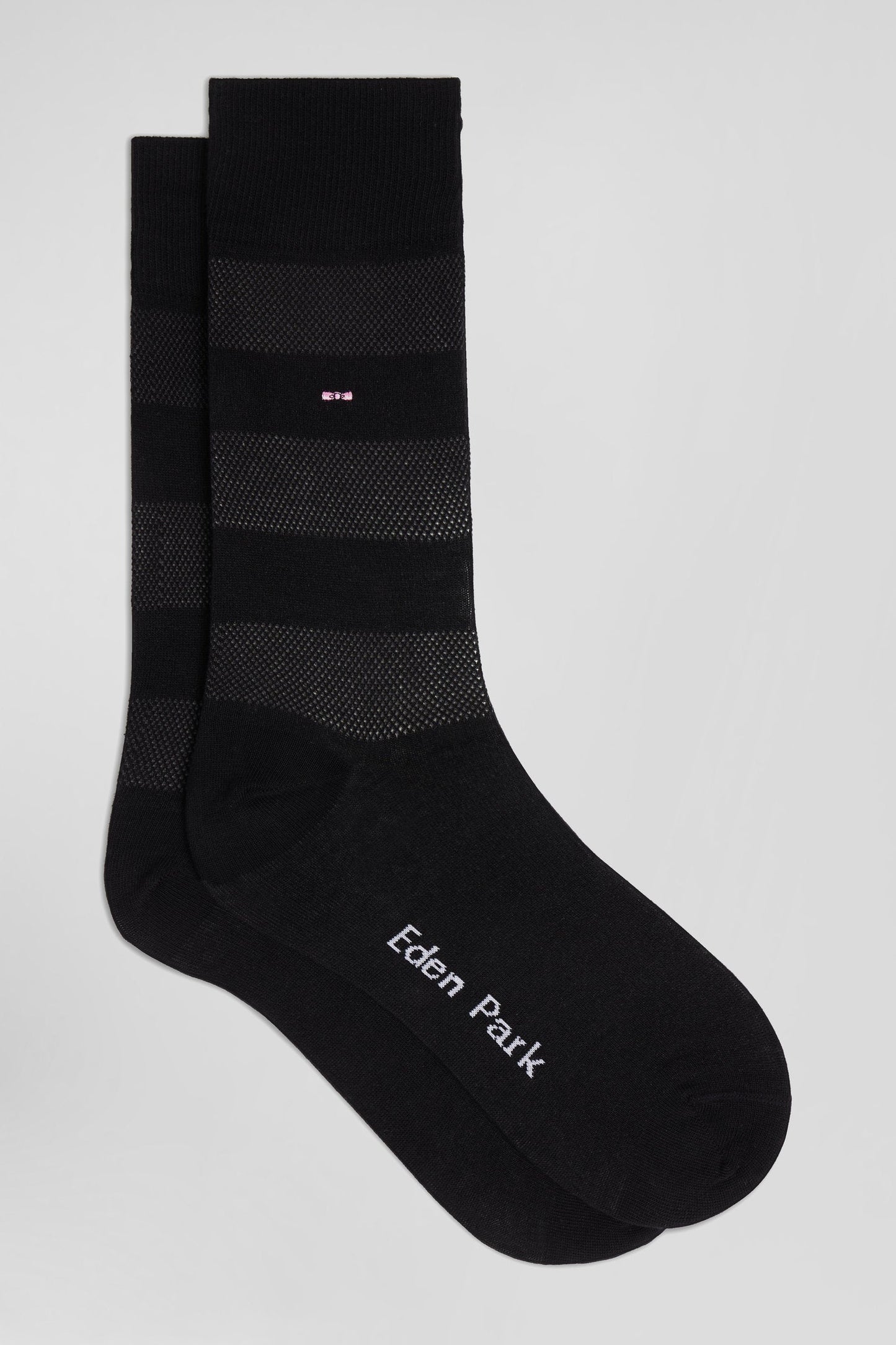 Paire de chaussettes noires à jeux de maille en coton stretch - Image 1