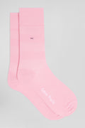 Paire de chaussettes roses à jeux de maille en coton stretch