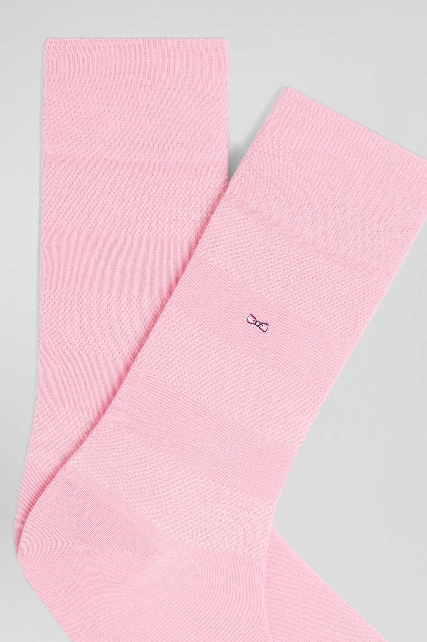 Paire de chaussettes roses à jeux de maille en coton stretch - Image 2