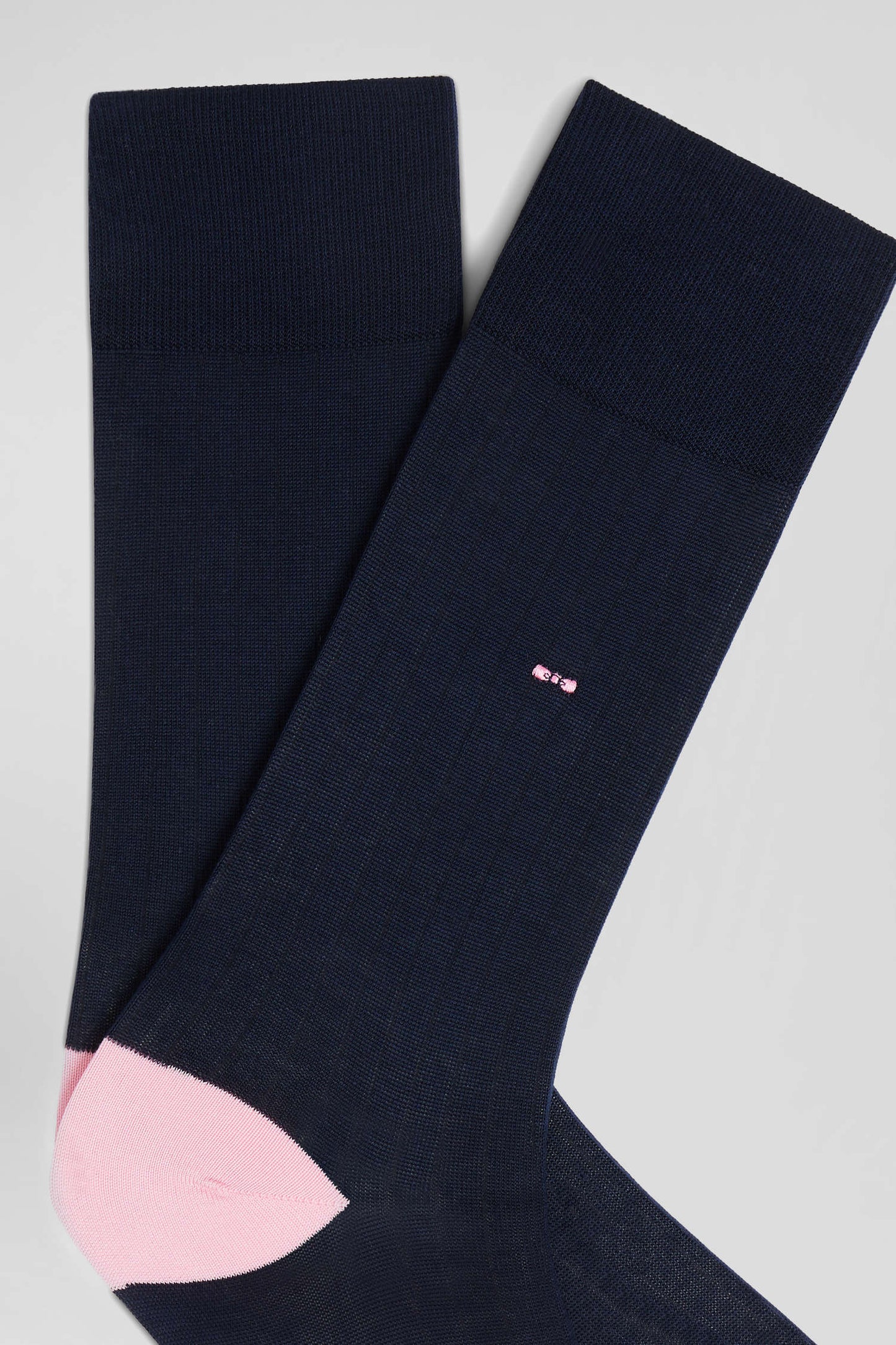 Paire de chaussettes en coton mélangé bleu marine et rose - Image 2