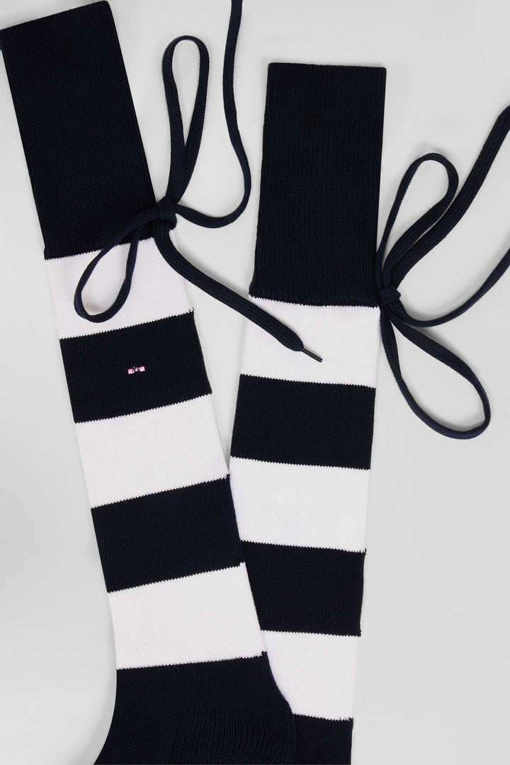 Chaussettes de rugby en coton stretch blanc cerclées alt view