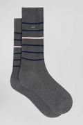 Paire de chaussettes rayées en coton stretch grise