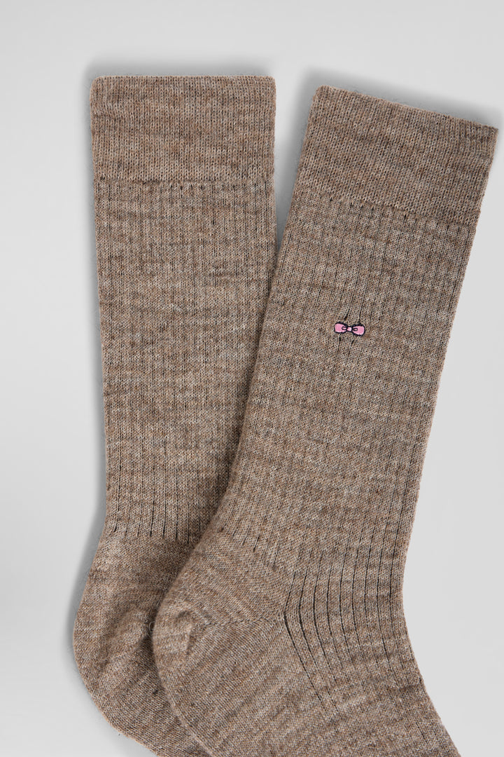 Women's brown alpaca wool blend socks