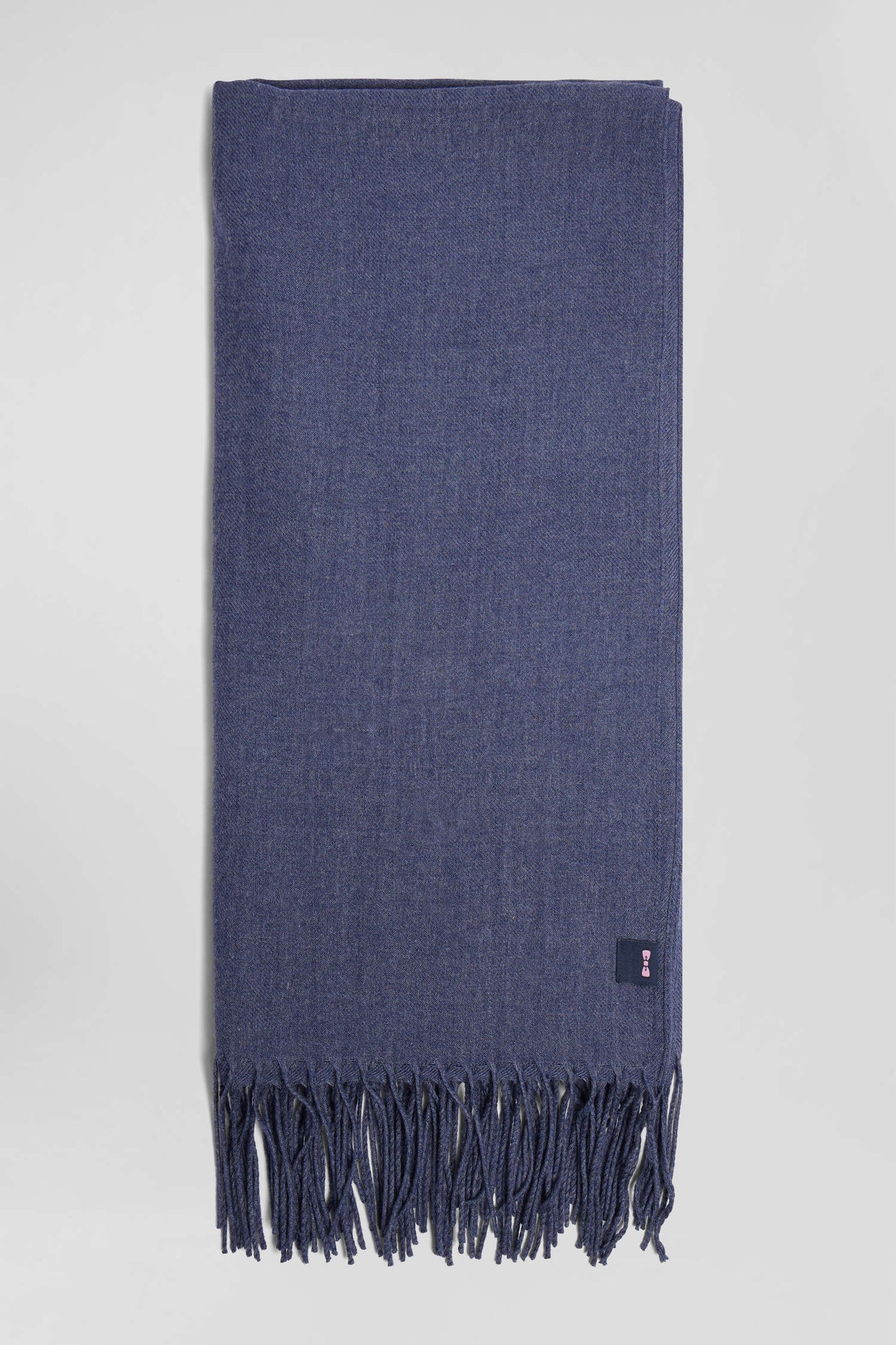 Blue fringed plain scarf