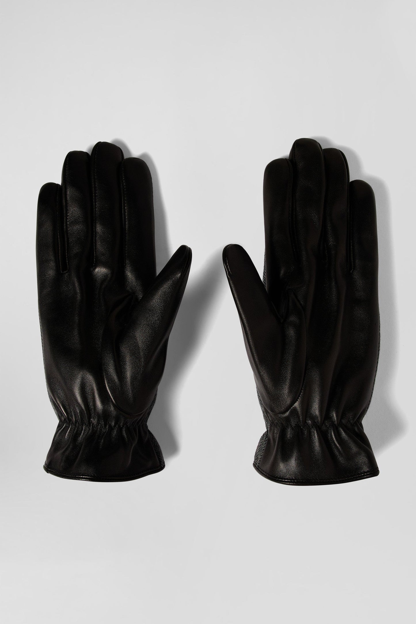 Paire de gants en cuir lisse noir - Image 3