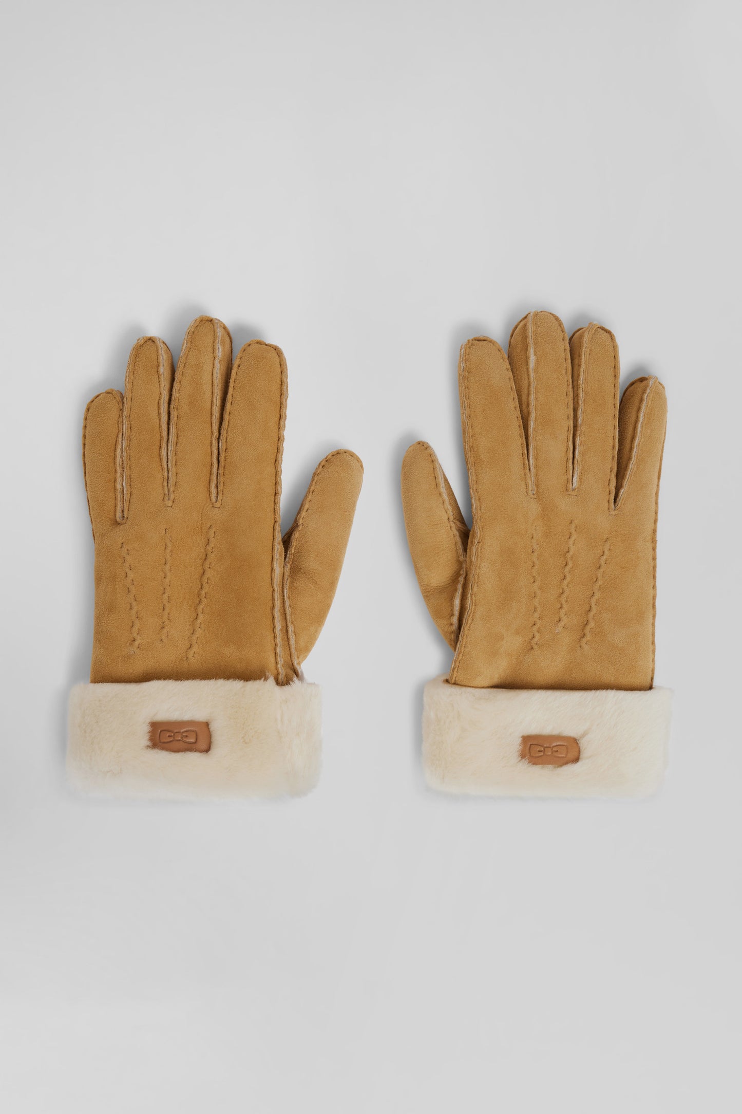 Paire de gant en cuir shearling camel - Image 1