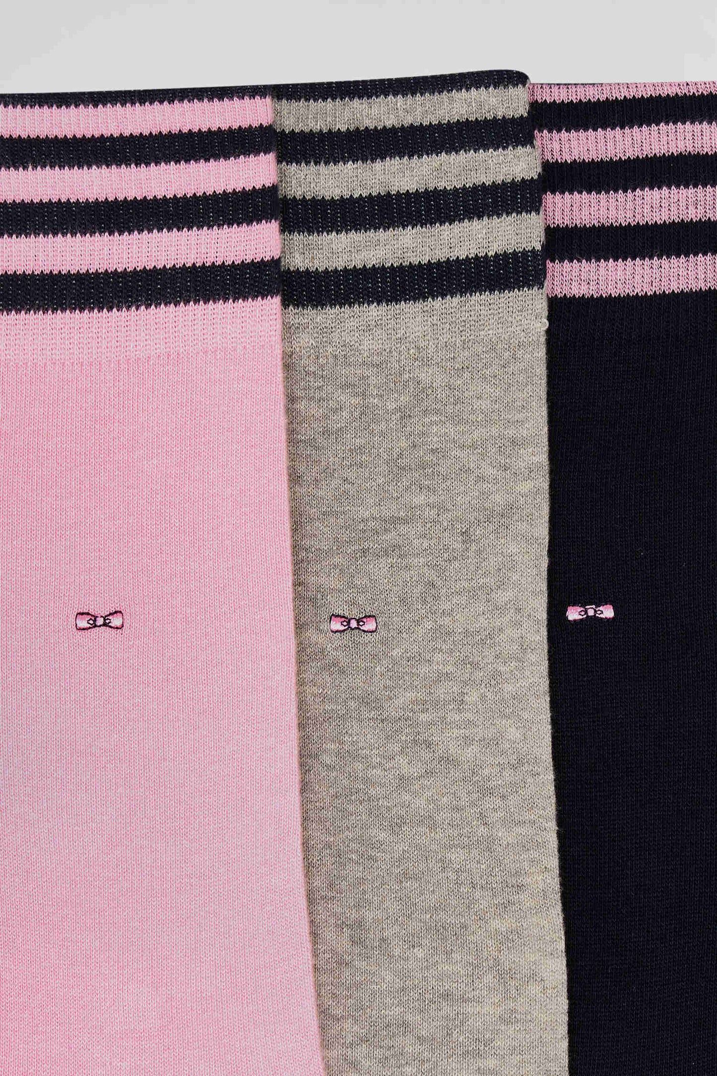 Lot de 3 paires de chaussettes roses à détails cerclés en coton stretch - Image 2