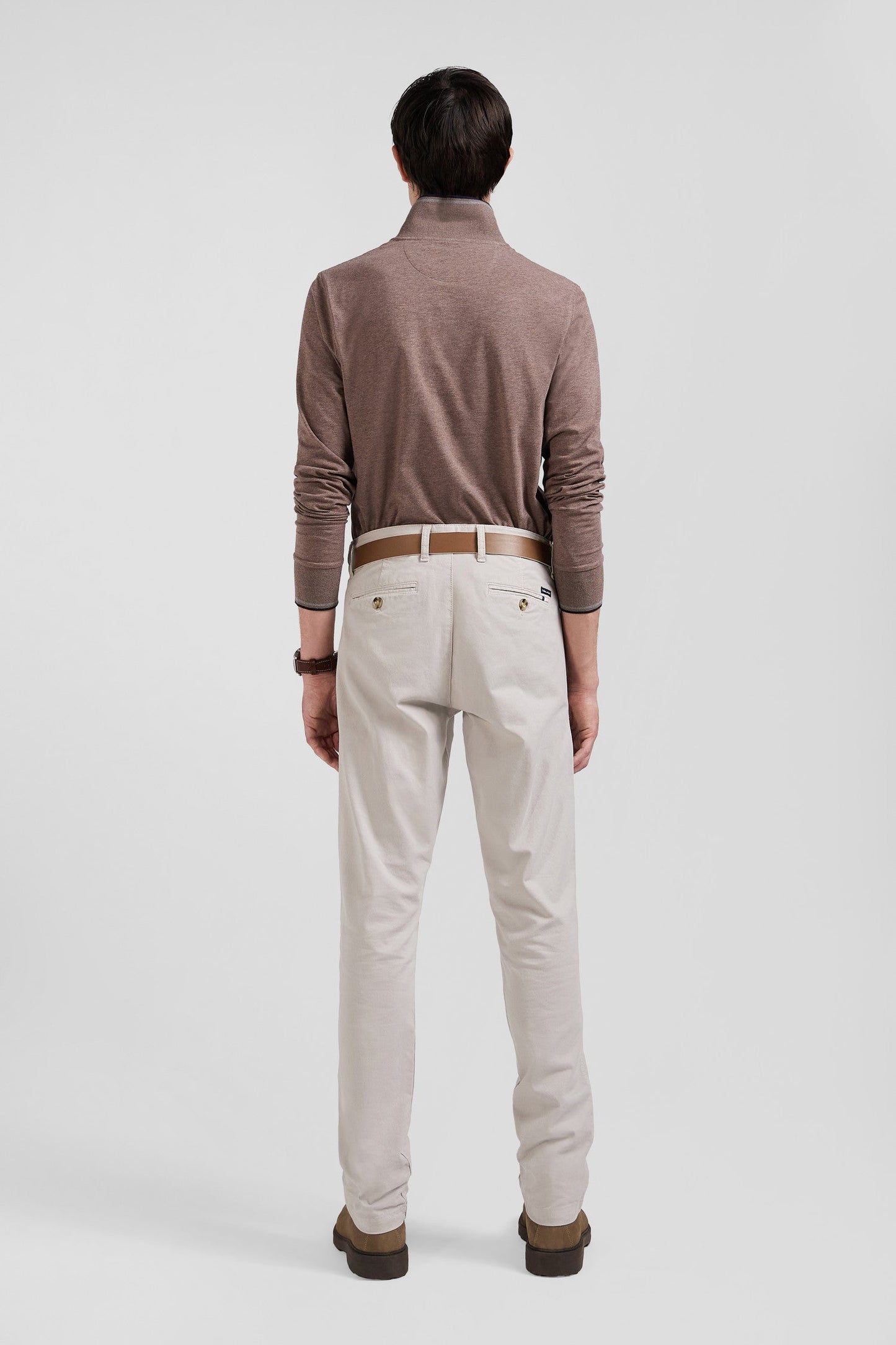 Pantalon chino camel en gabardine de coton stretch coupe Regular - Image 6