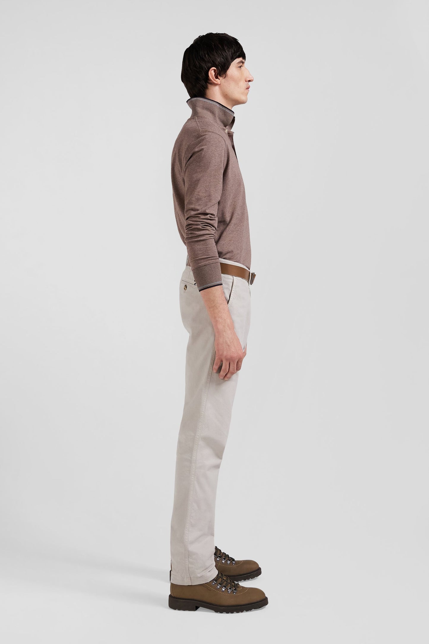 Pantalon chino camel en gabardine de coton stretch coupe Regular - Image 5