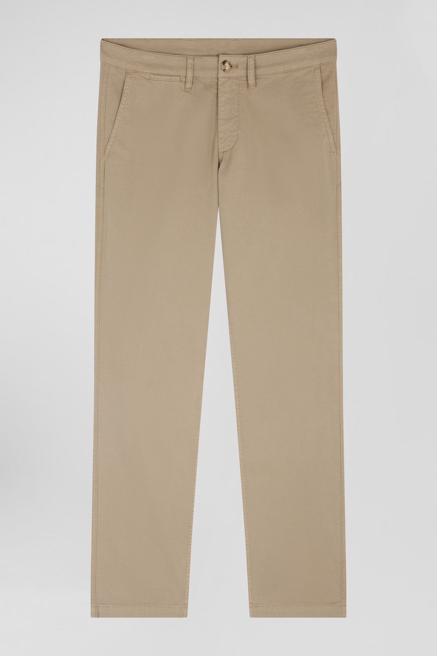 Pantalon chino beige en gabardine de coton stretch coupe Regular - Image 2