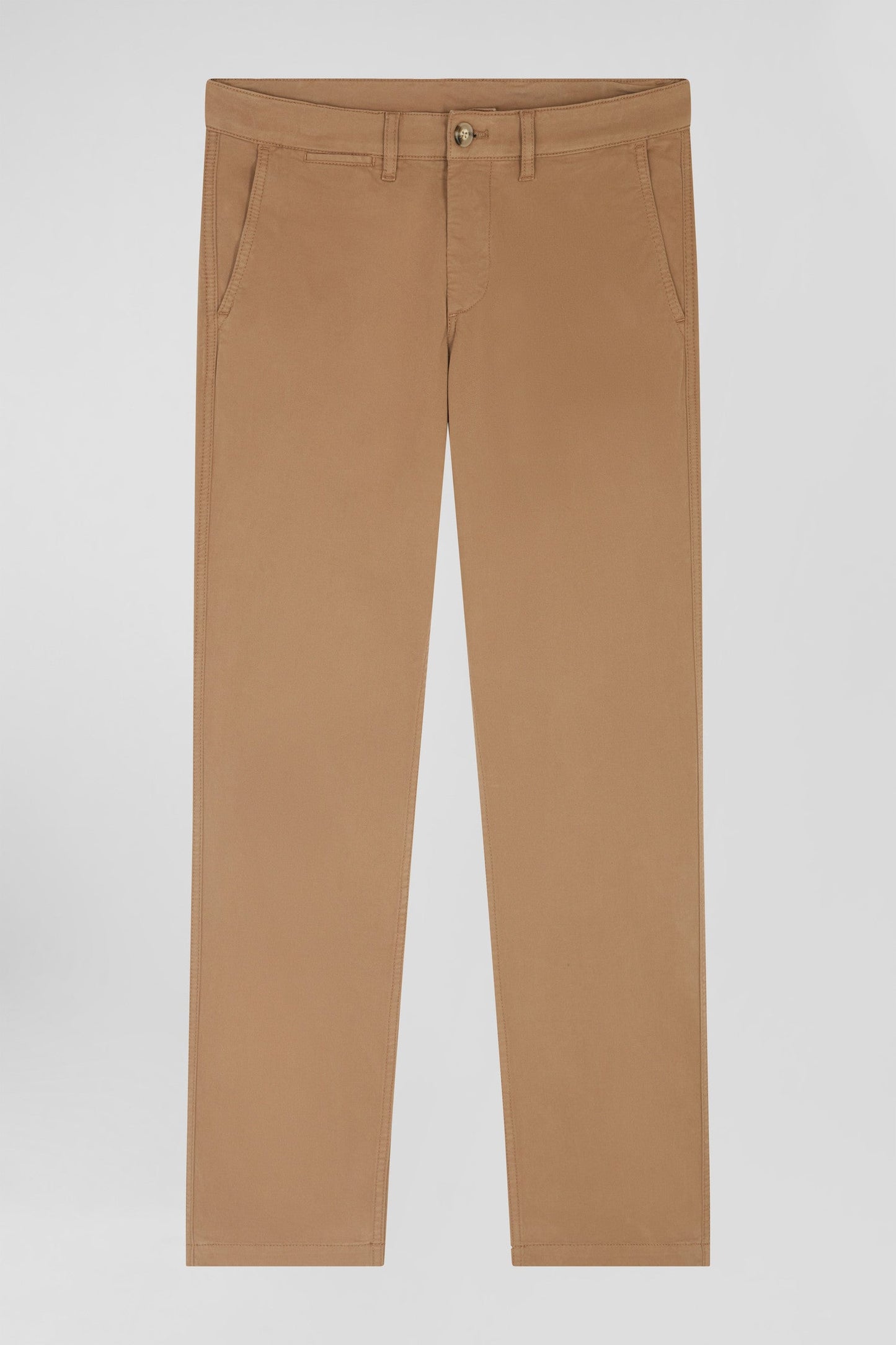 Pantalon chino marron en gabardine de coton stretch coupe Regular - Image 2