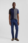 Pantalon chino bleu en gabardine de coton stretch coupe Regular