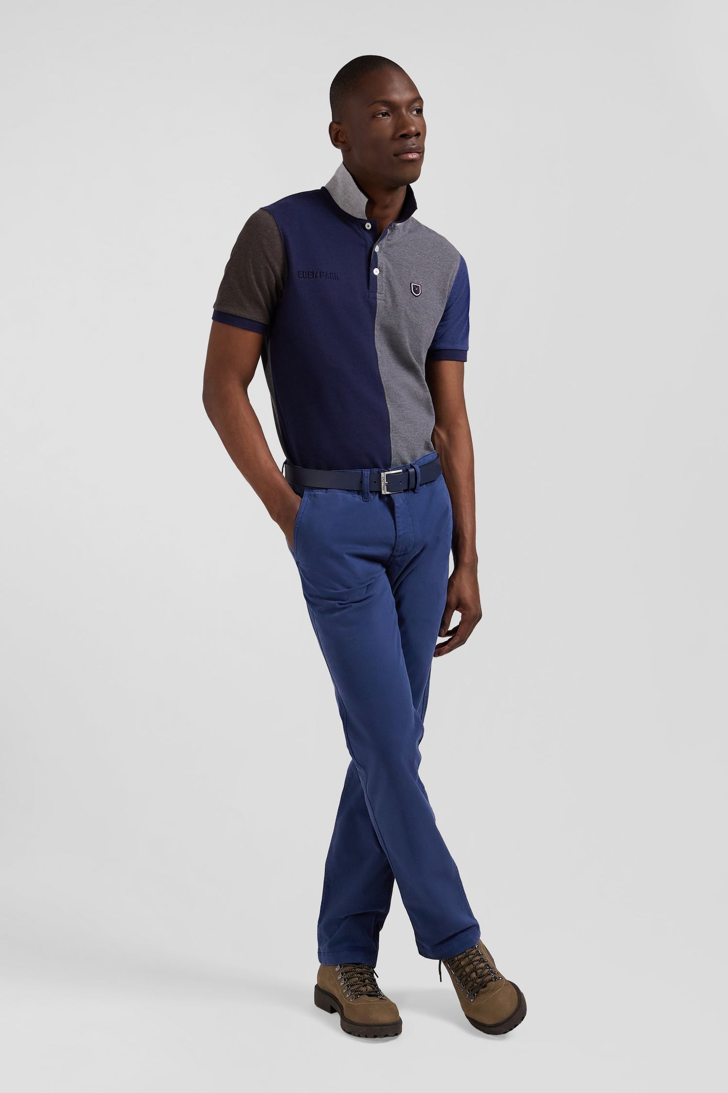 Pantalon chino bleu en gabardine de coton stretch coupe Regular - Image 3