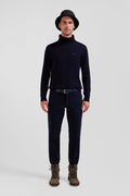 Pantalon chino bleu marine en gabardine de coton stretch coupe Regular