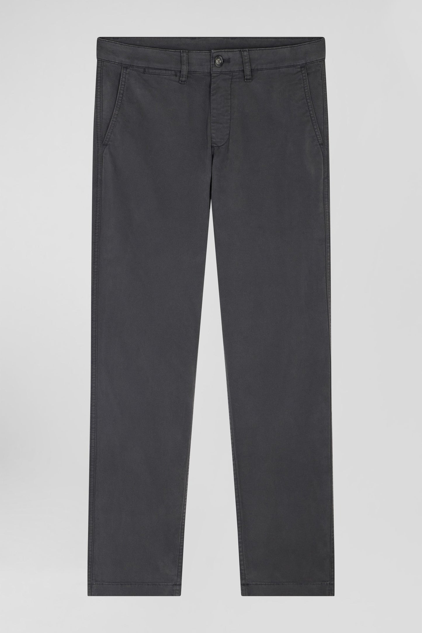 Pantalon chino gris anthracite en gabardine de coton stretch coupe Regular - Image 2