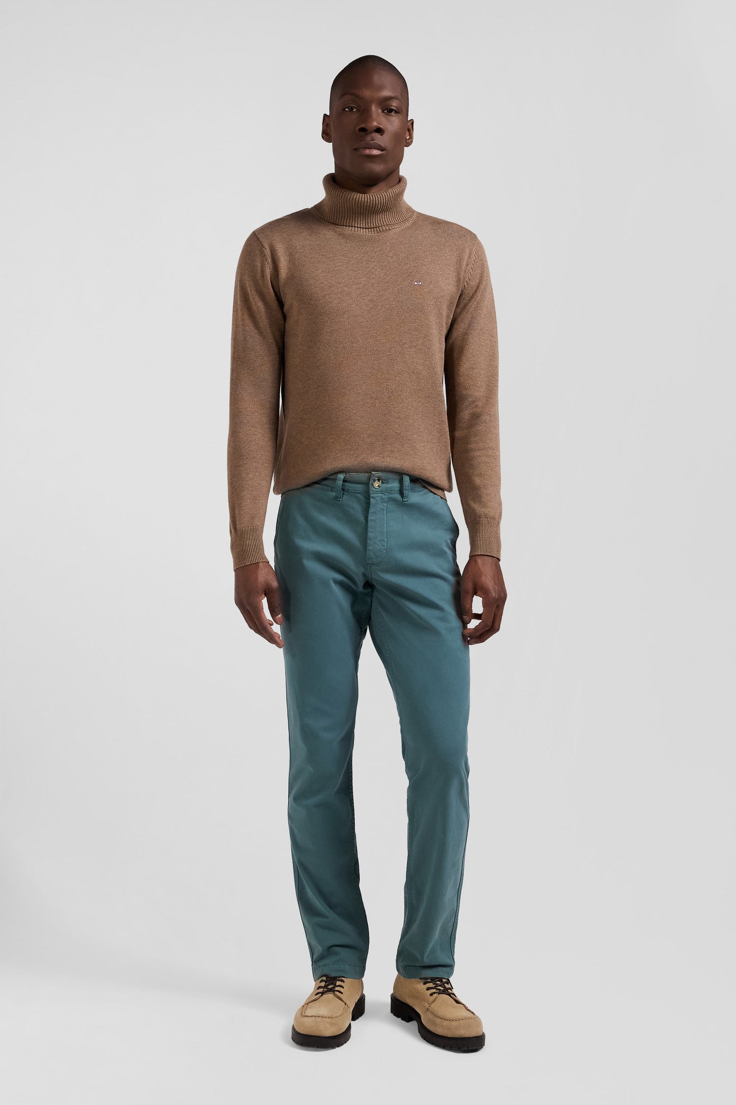 Pantalon chino vert en gabardine de coton stretch coupe Regular - Image 1