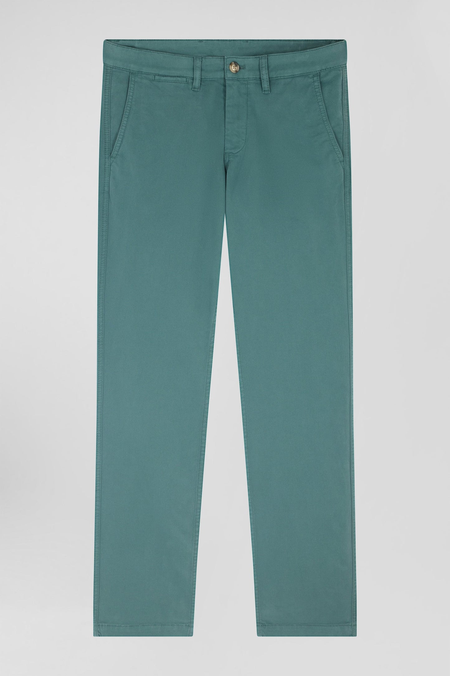 Pantalon chino vert en gabardine de coton stretch coupe Regular - Image 2