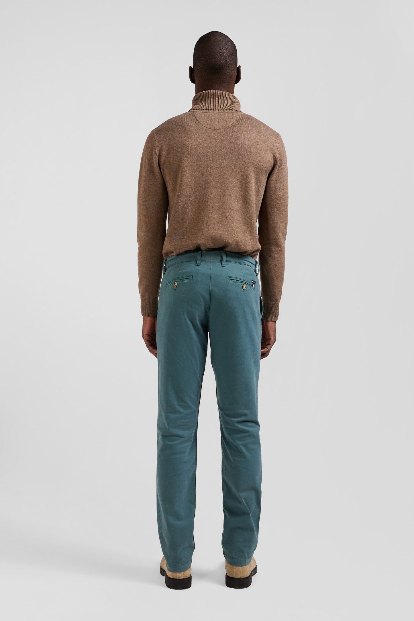 Pantalon chino vert en gabardine de coton stretch coupe Regular - Image 6