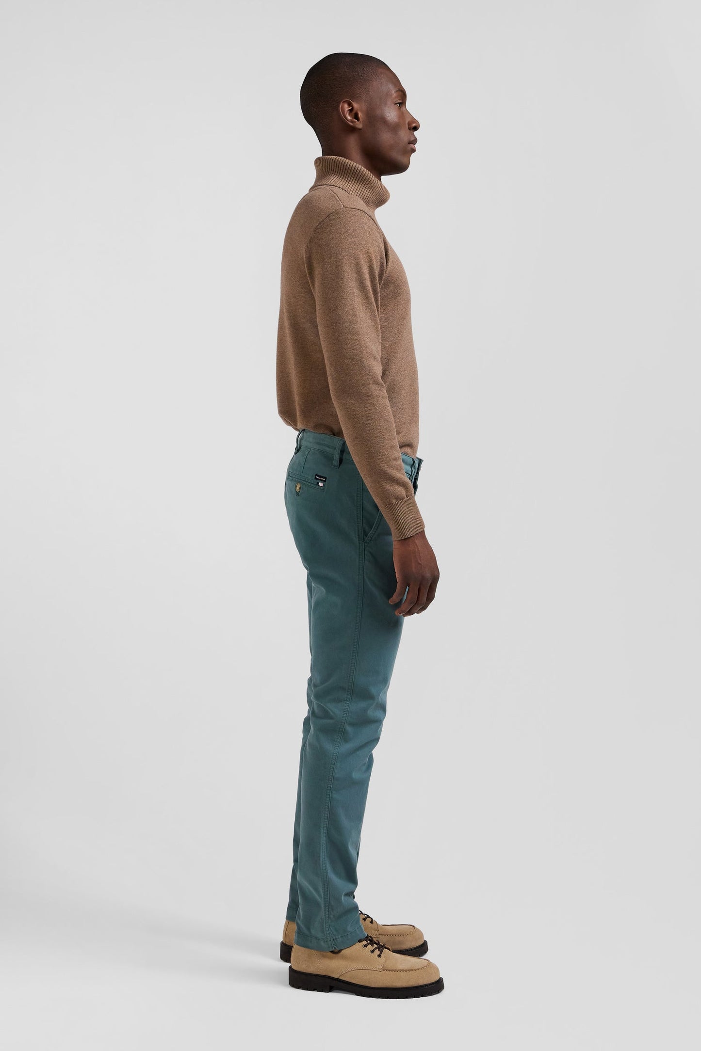 Pantalon chino vert en gabardine de coton stretch coupe Regular - Image 5