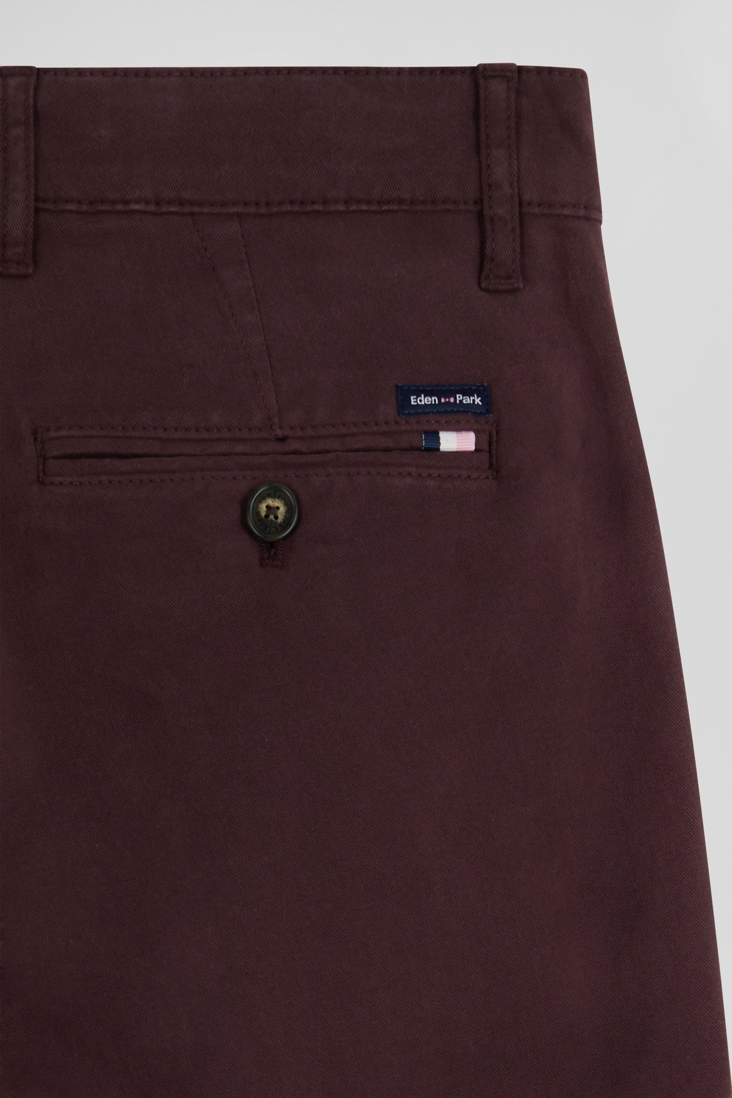 Pantalon chino bordeaux en gabardine de coton stretch coupe Regular