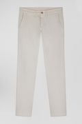 Slim plain beige chino trousers in stretch cotton