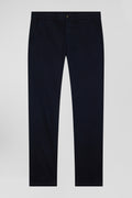 Slim plain navy blue chino trousers in stretch cotton