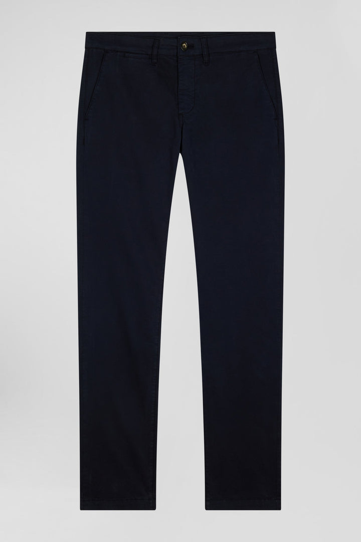 Pantalon chino uni en coton stretch bleu marine coupe Slim alt view