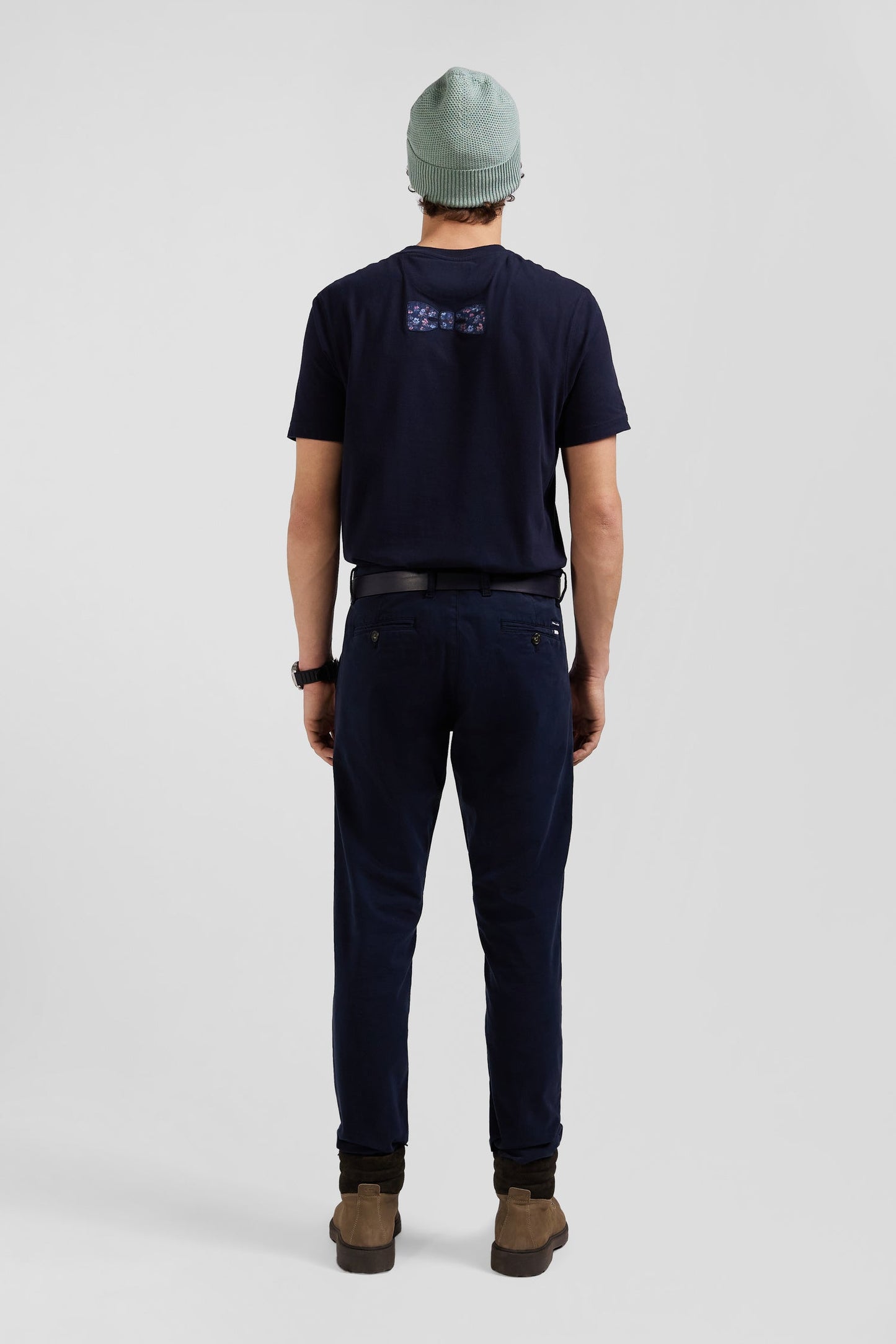 Pantalon chino uni en coton stretch bleu marine coupe Slim - Image 6