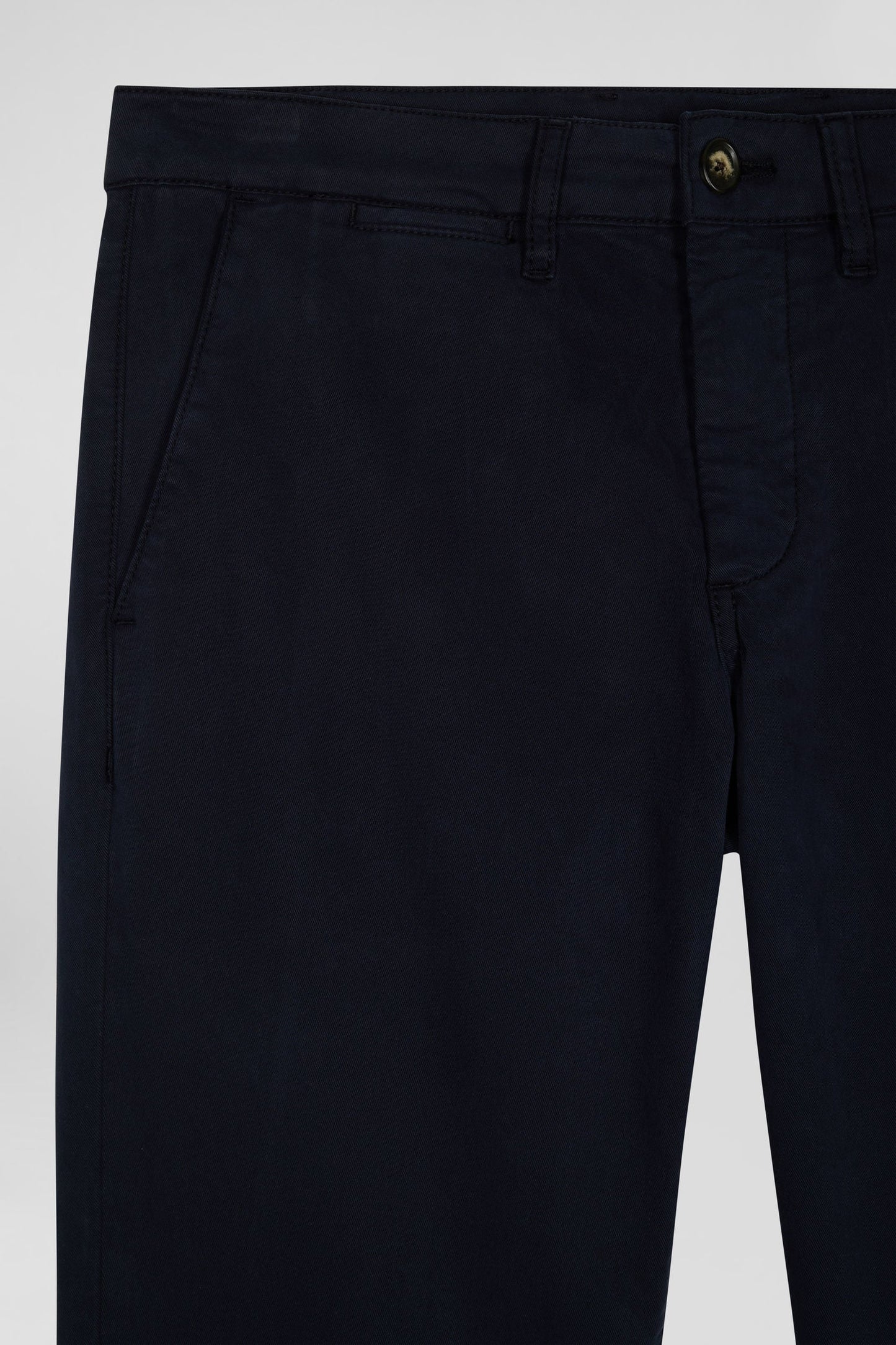 Pantalon chino uni en coton stretch bleu marine coupe Slim - Image 7