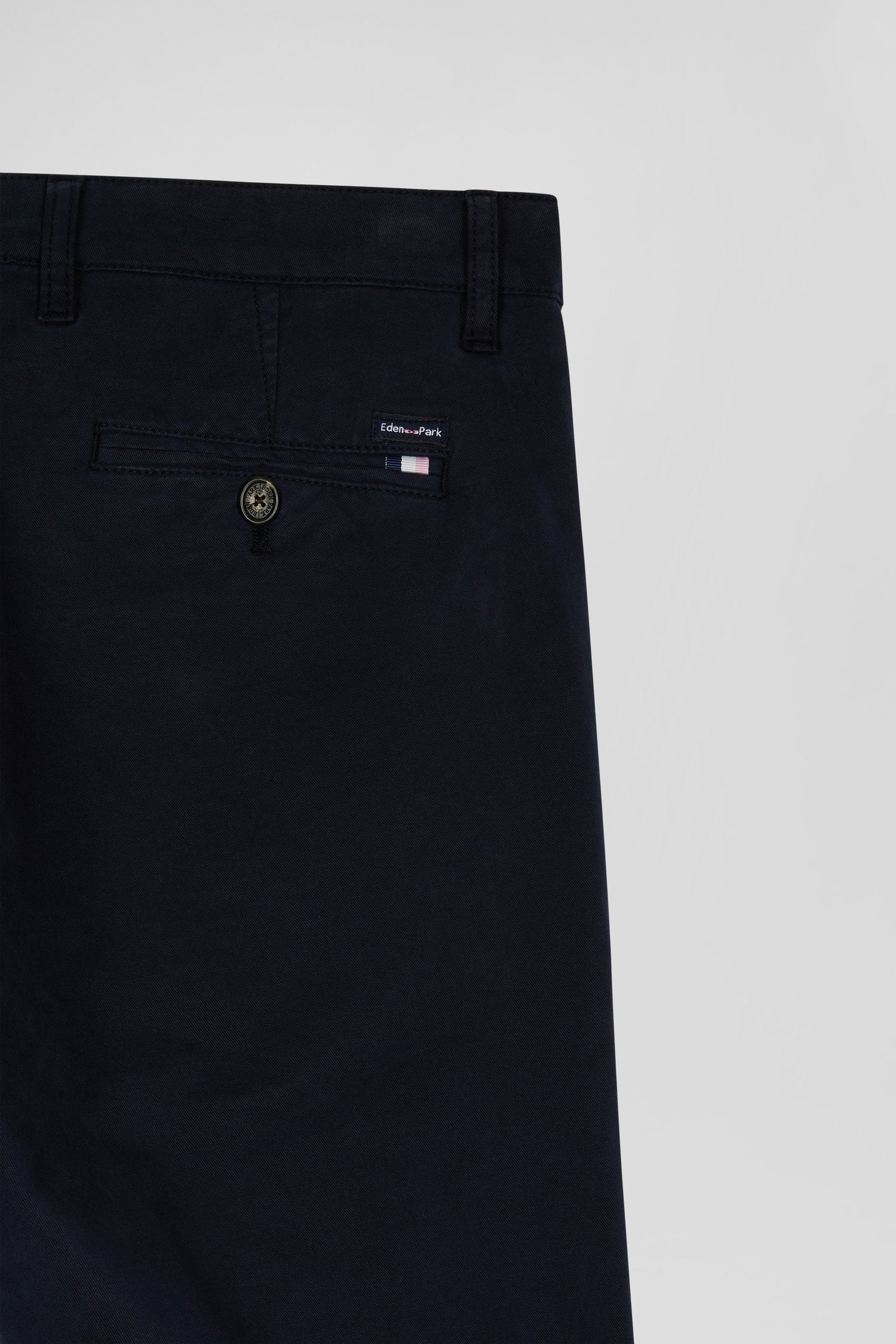 Pantalon chino uni en coton stretch bleu marine coupe Slim