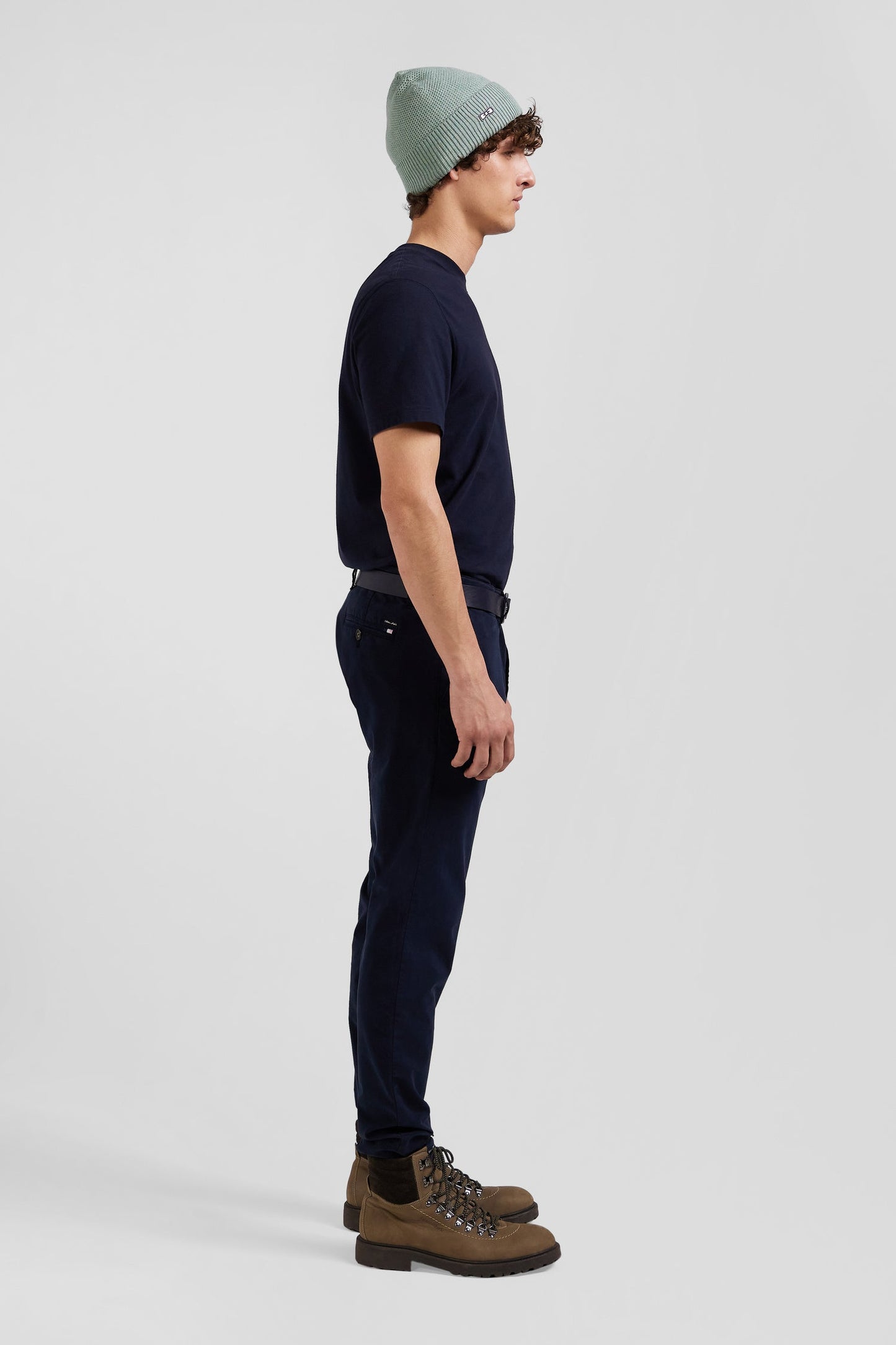 Pantalon chino uni en coton stretch bleu marine coupe Slim - Image 5