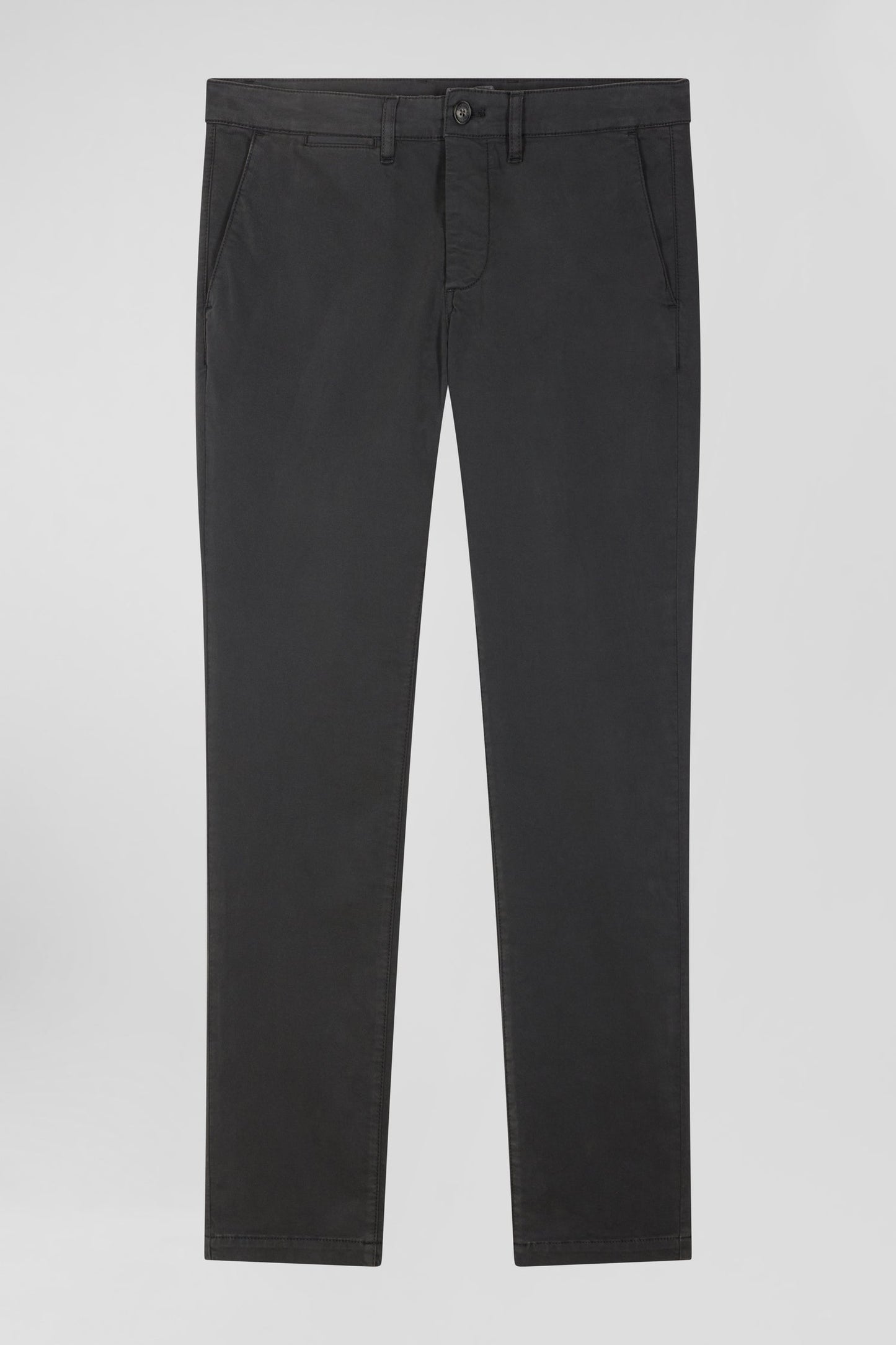 Pantalon chino uni en coton stretch gris anthracite coupe Slim - Image 2