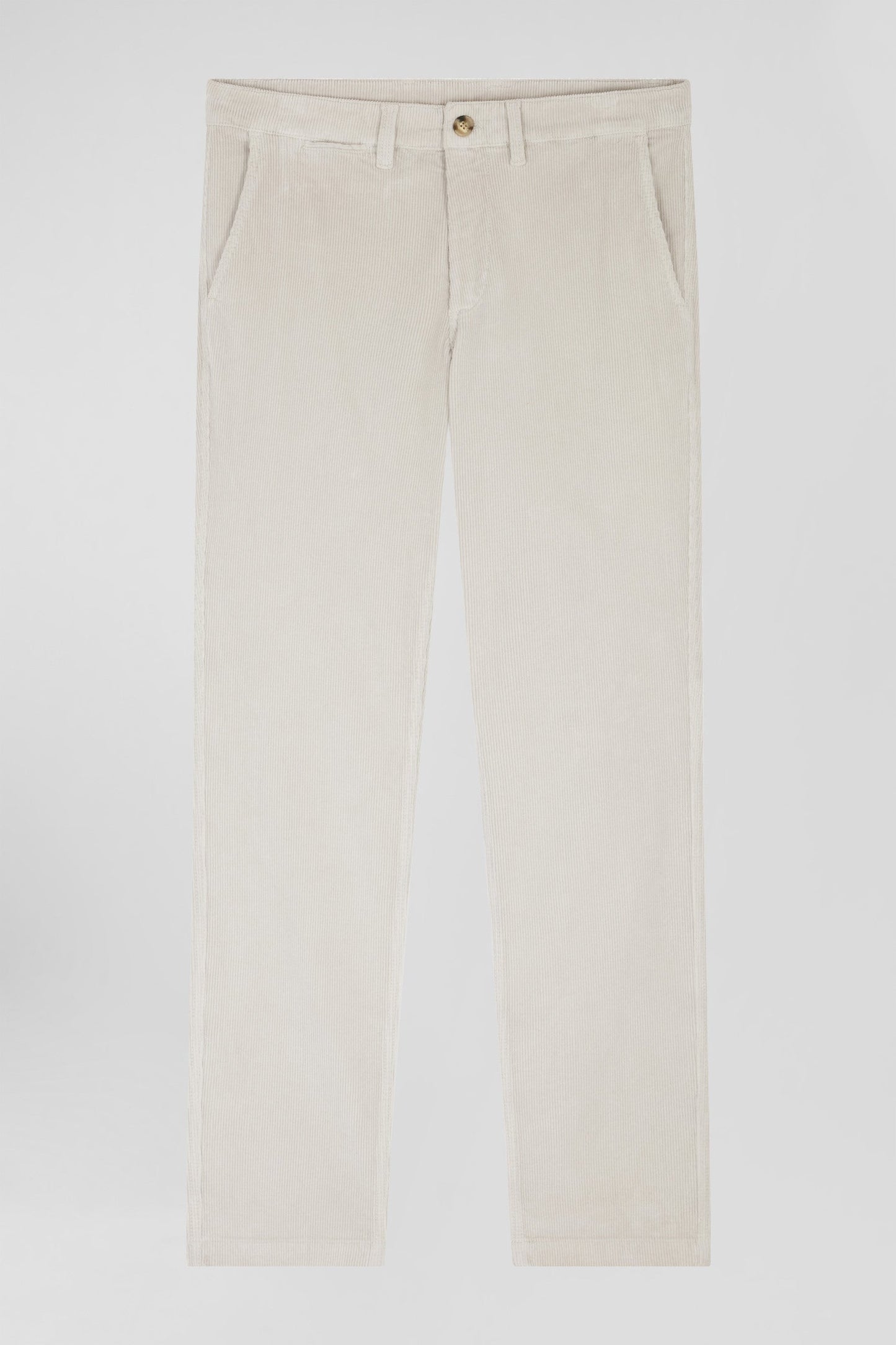 Pantalon chino en coton velours stretch écru coupe Regular - Image 2