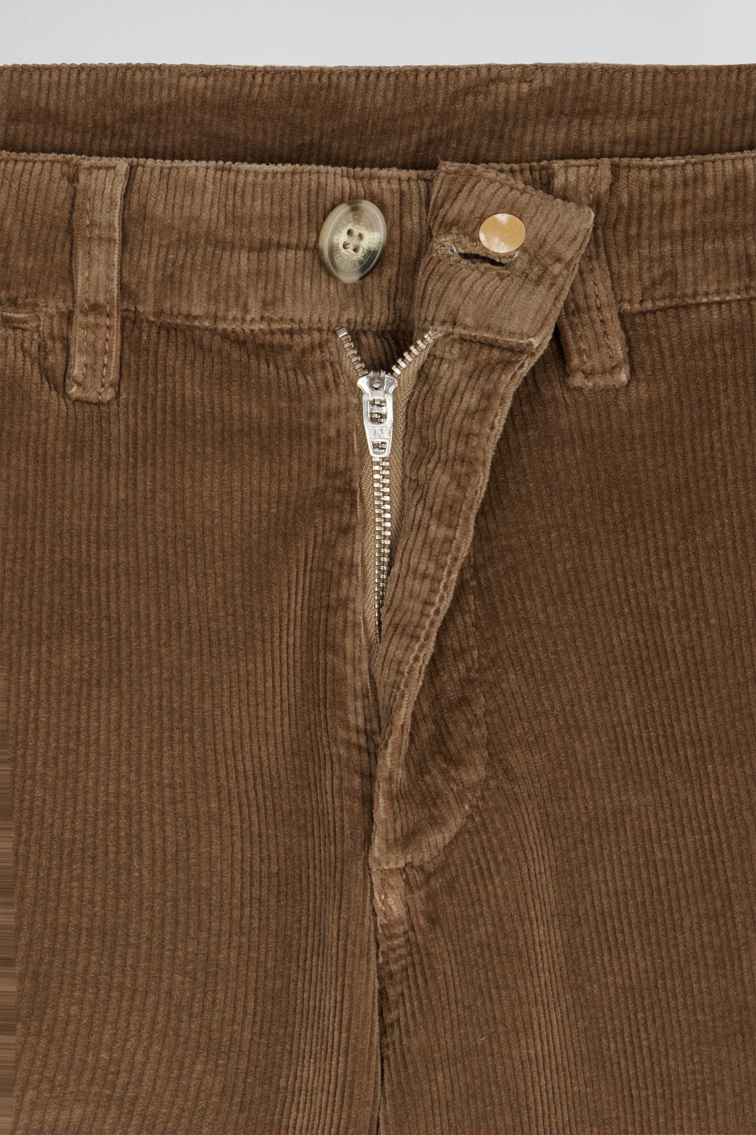 Pantalon chino en coton velours stretch camel coupe Regular