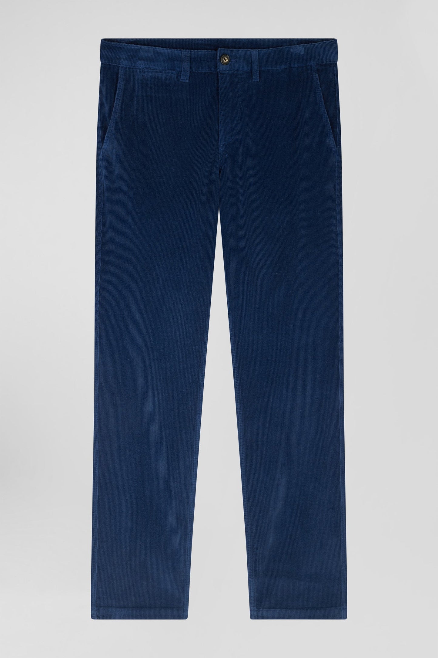 Pantalon chino en coton velours stretch bleu coupe Regular - Image 2