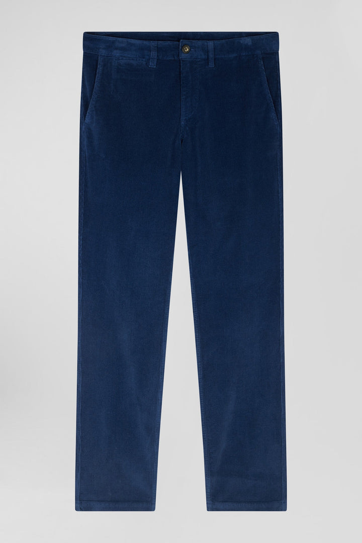 Pantalon chino en coton velours stretch bleu coupe Regular alt view