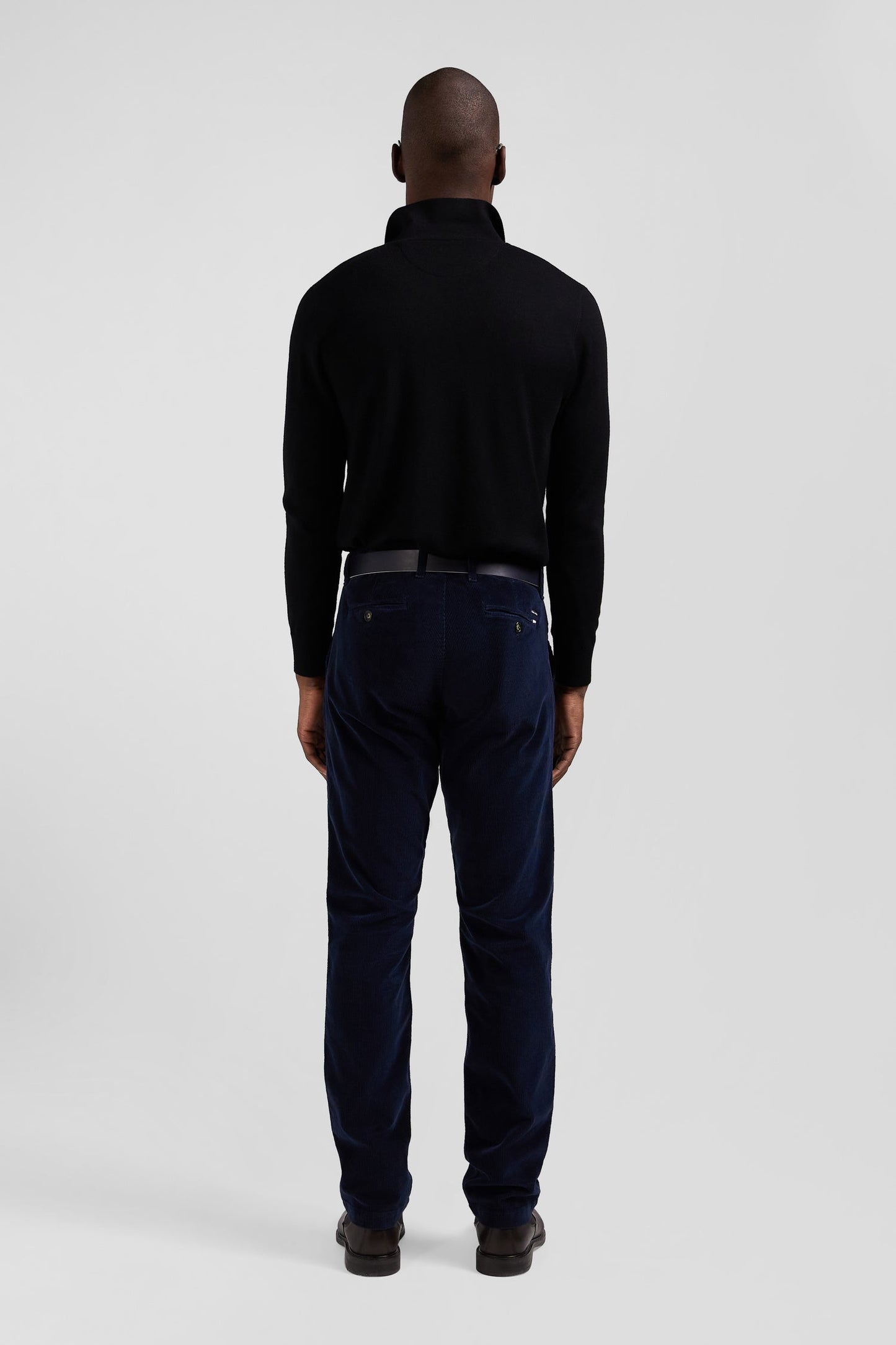 Pantalon chino en coton velours stretch marine coupe Regular - Image 3