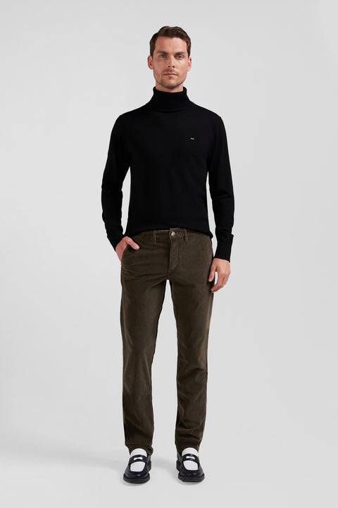 Regular brown stretch cotton velvet chino trousers - Image 1